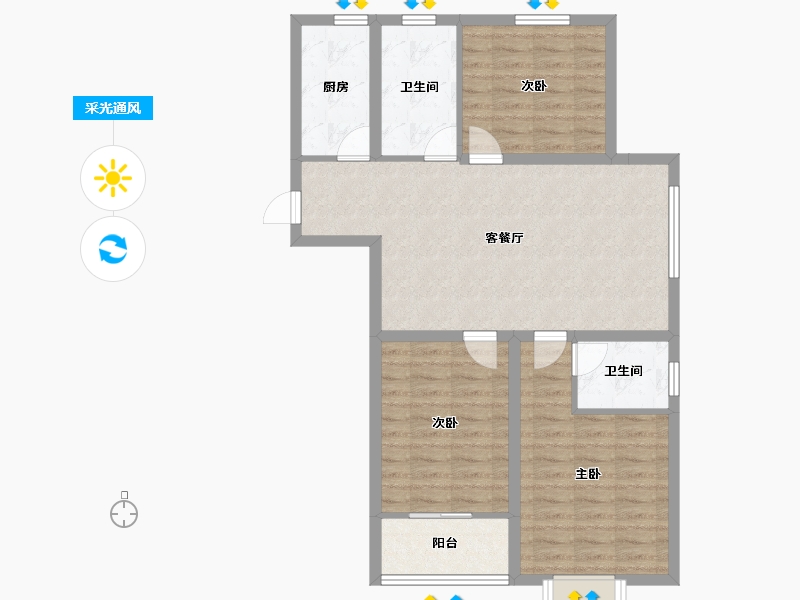 安徽省-蚌埠市-通成紫都顺苑-89.15-户型库-采光通风