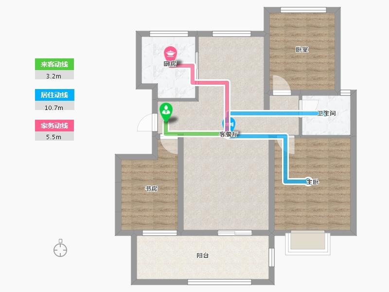 江苏省-盐城市-馥桂名居-90.46-户型库-动静线