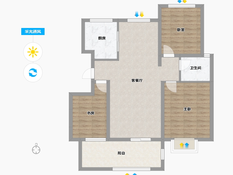 江苏省-盐城市-馥桂名居-90.46-户型库-采光通风