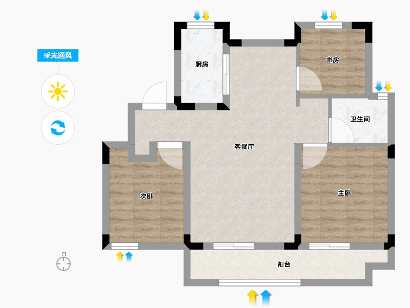 浙江省-湖州市-爱家霖溪谷-70.82-户型库-采光通风