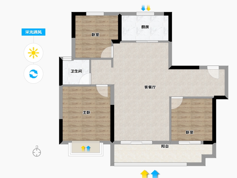 安徽省-蚌埠市-碧桂园·云樾风华-88.00-户型库-采光通风