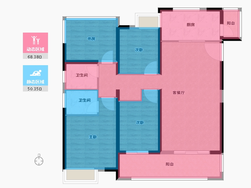 湖北省-宜昌市-北大资源颐和雅郡-106.39-户型库-动静分区