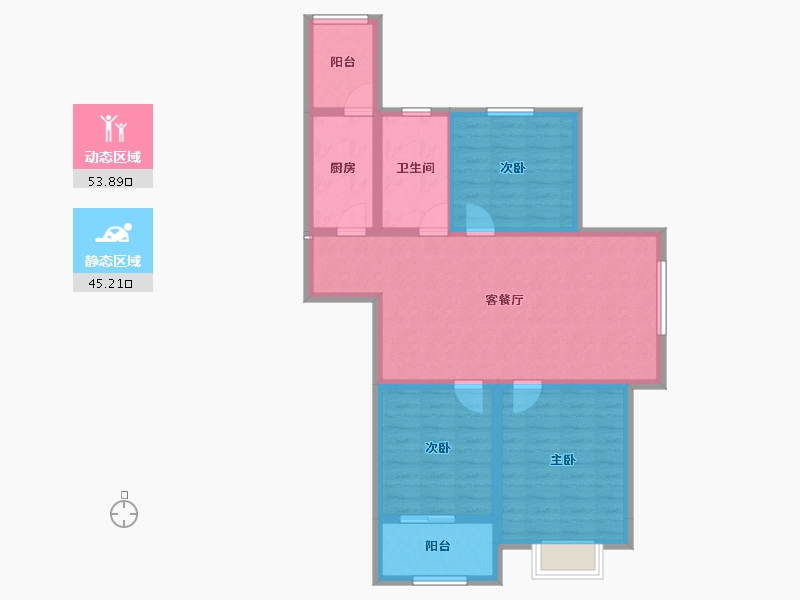 安徽省-蚌埠市-通成紫都顺苑-88.45-户型库-动静分区