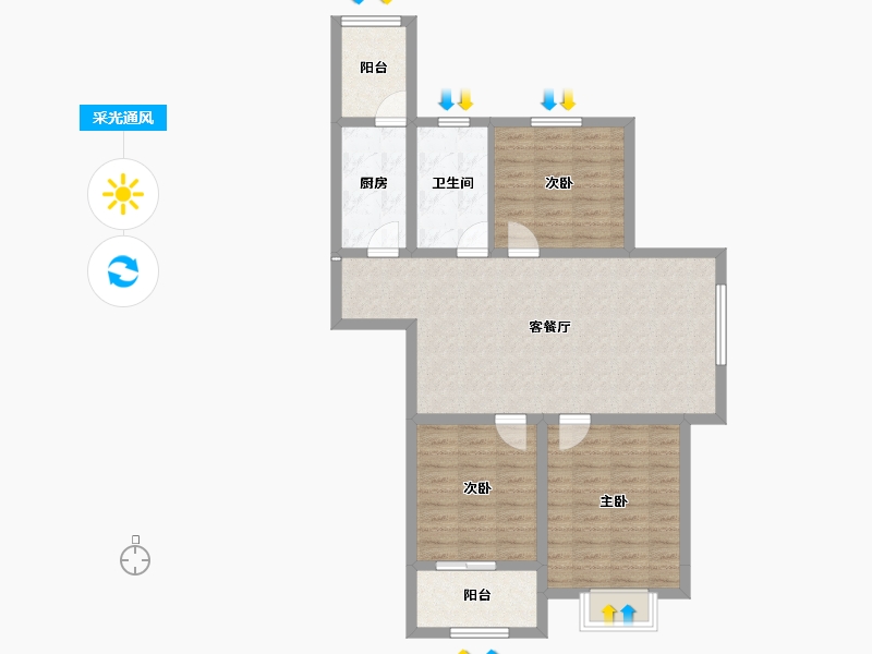 安徽省-蚌埠市-通成紫都顺苑-88.45-户型库-采光通风