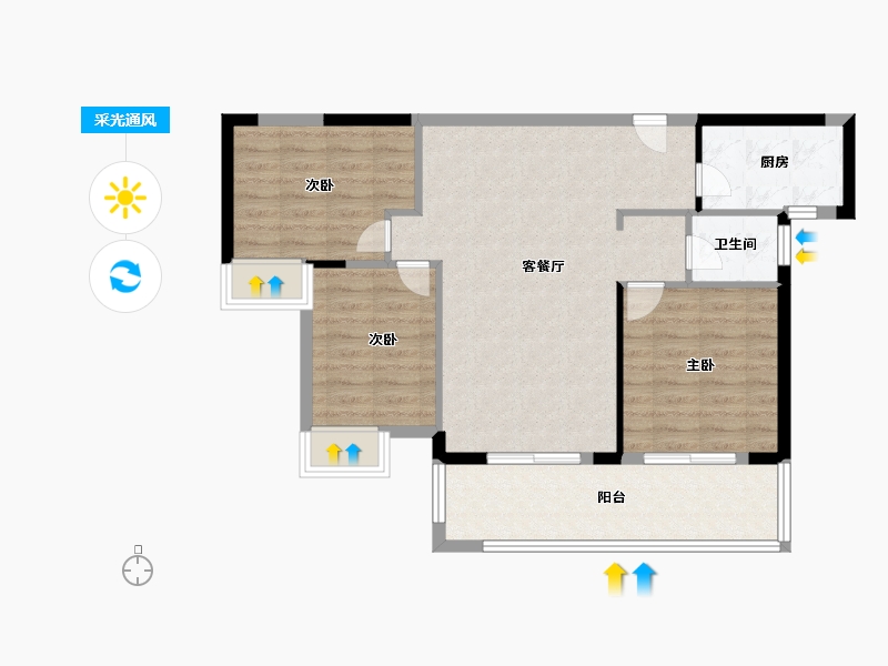 湖北省-宜昌市-北大资源颐和雅郡-81.60-户型库-采光通风