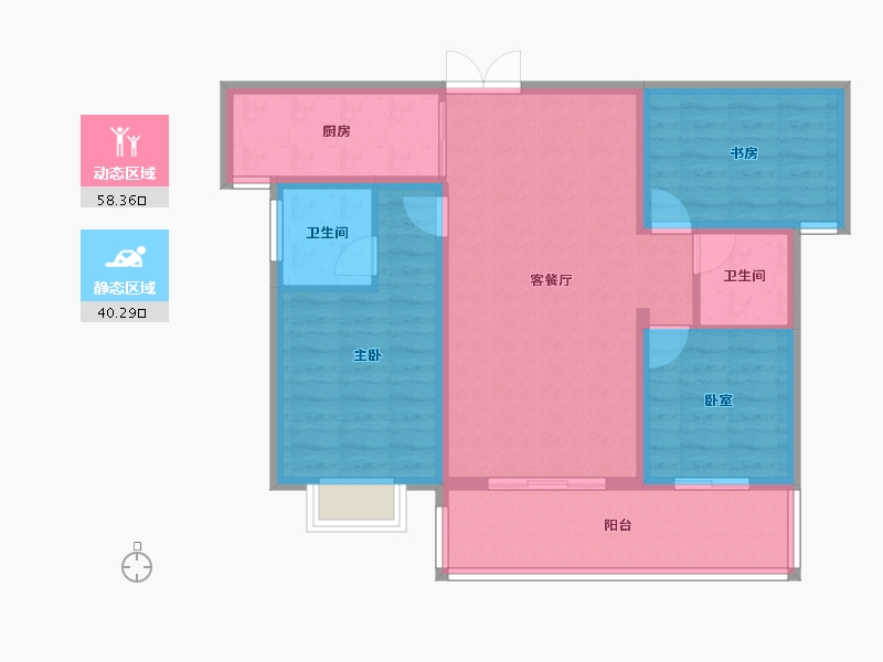 陕西省-安康市-城建锦绣星城-88.45-户型库-动静分区