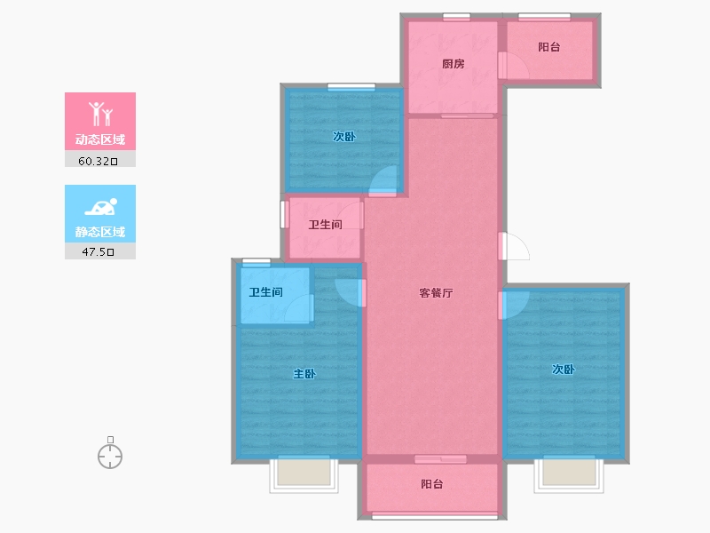 安徽省-蚌埠市-通成紫都顺苑-96.20-户型库-动静分区