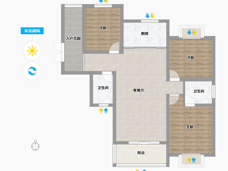 陕西省-安康市-城建锦绣星城-95.58-户型库-采光通风