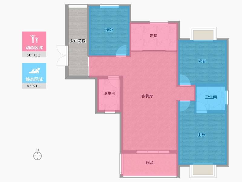 陕西省-安康市-城建锦绣星城-95.58-户型库-动静分区