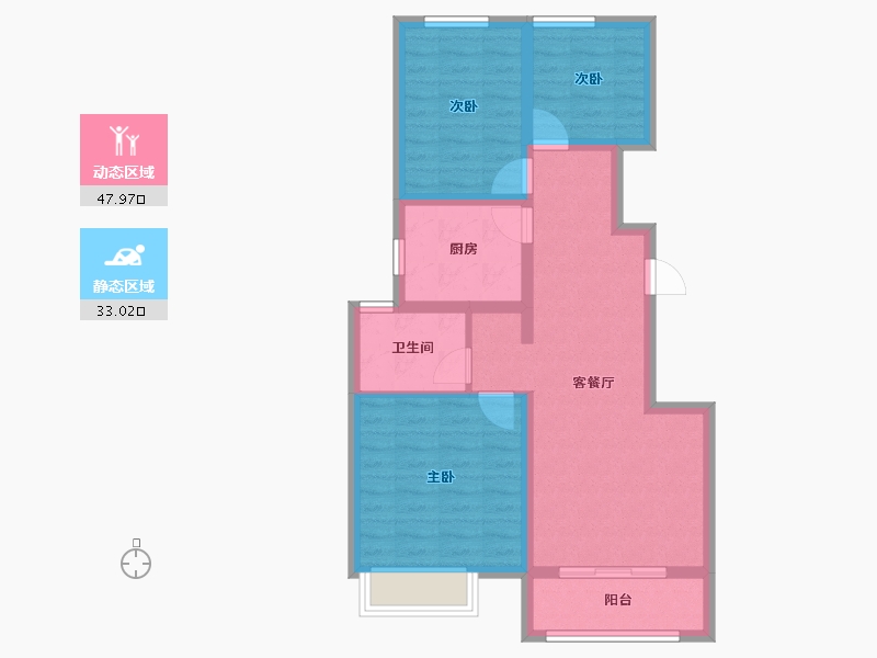 河北省-保定市-宏伟山水城四期御湖温莎-71.55-户型库-动静分区