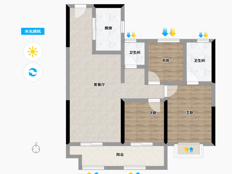 江苏省-连云港市-恒泰悦珑府-85.60-户型库-采光通风