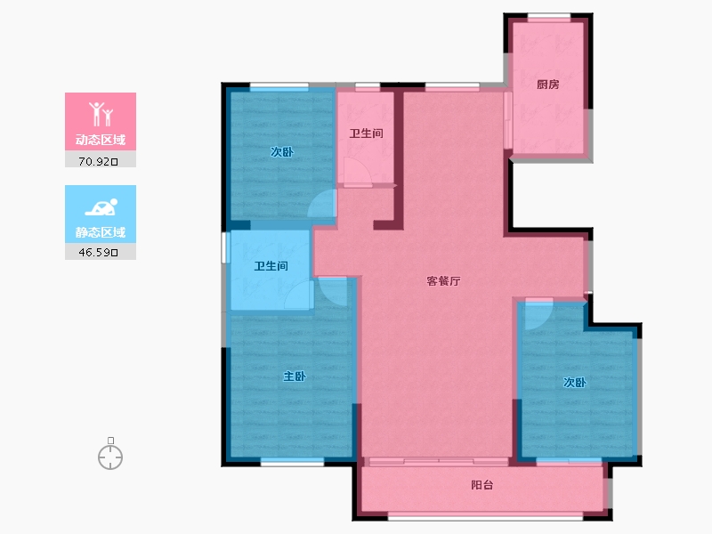 宁夏回族自治区-银川市-宁夏中房·西悦府-105.98-户型库-动静分区