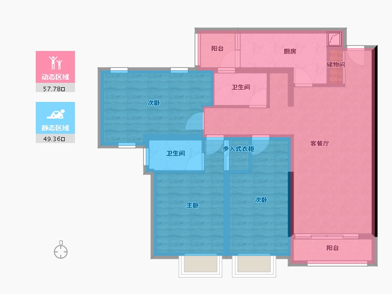 四川省-成都市-华府金沙名城-94.64-户型库-动静分区