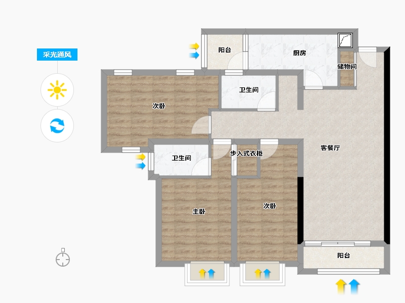 四川省-成都市-华府金沙名城-94.64-户型库-采光通风