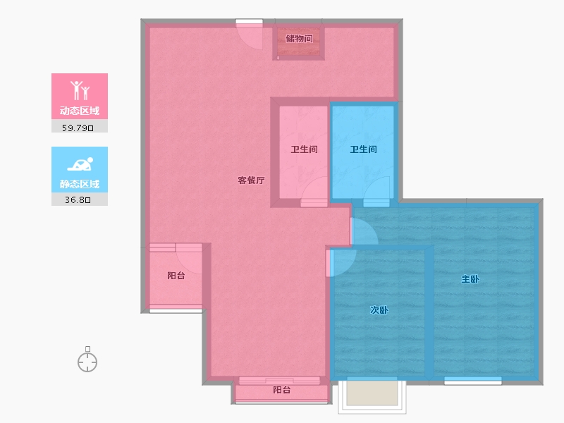 四川省-成都市-华府金沙名城-86.41-户型库-动静分区