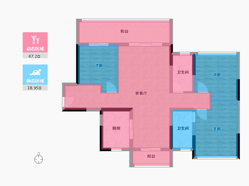 广西壮族自治区-桂林市-彰泰冠臻园-94.49-户型库-动静分区