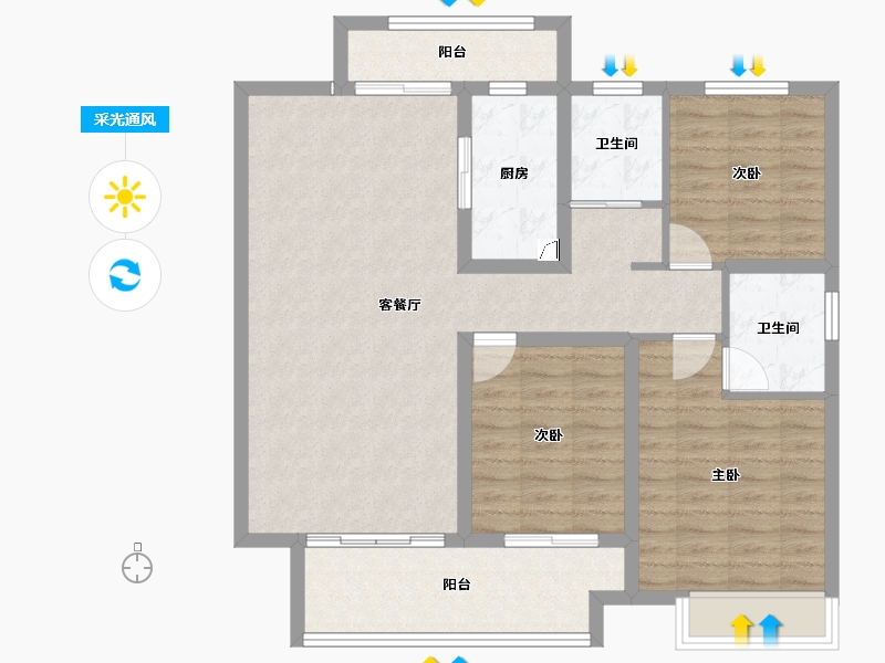 河南省-商丘市-建业神火·江山府-100.04-户型库-采光通风