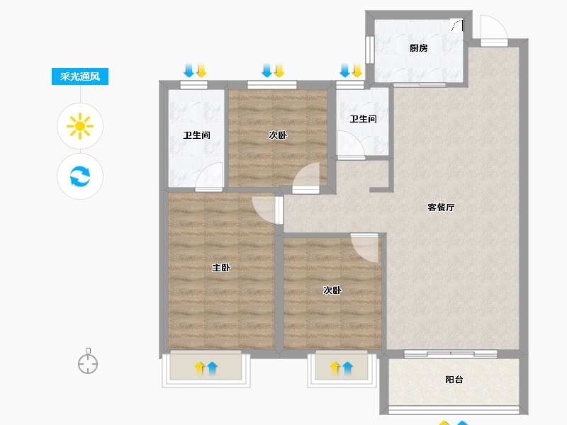 山西省-阳泉市-晋阳壹号院-84.10-户型库-采光通风