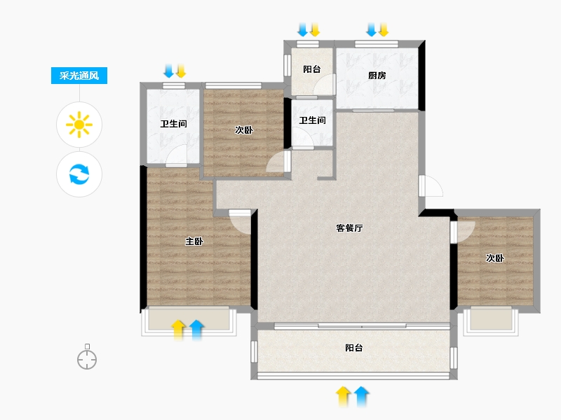 四川省-成都市-首创禧瑞光华-110.14-户型库-采光通风