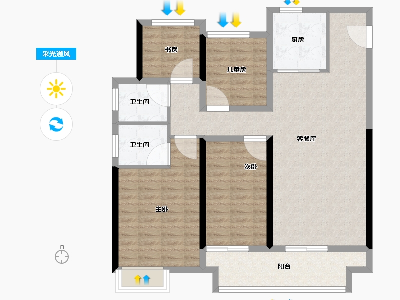 江苏省-连云港市-融盛状元府-100.81-户型库-采光通风