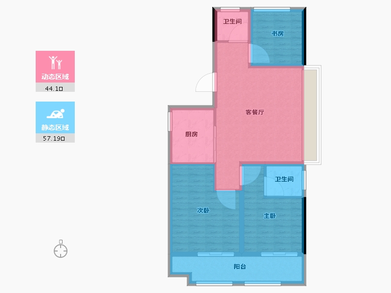 江苏省-连云港市-恒泰悦珑府-91.46-户型库-动静分区