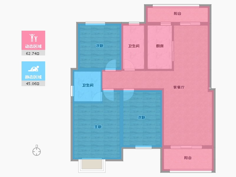 安徽省-蚌埠市-通成紫都顺苑-95.88-户型库-动静分区