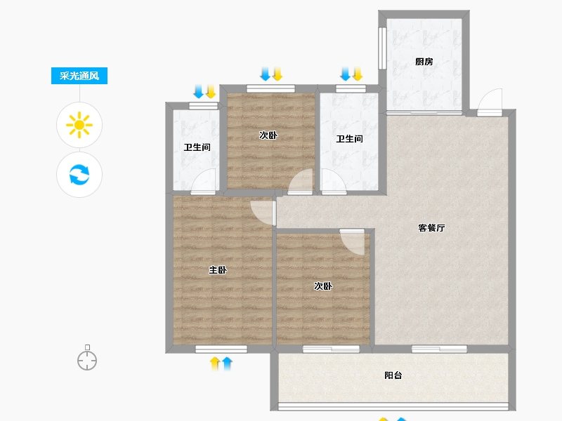 湖北省-宜昌市-金陵世纪城-98.96-户型库-采光通风