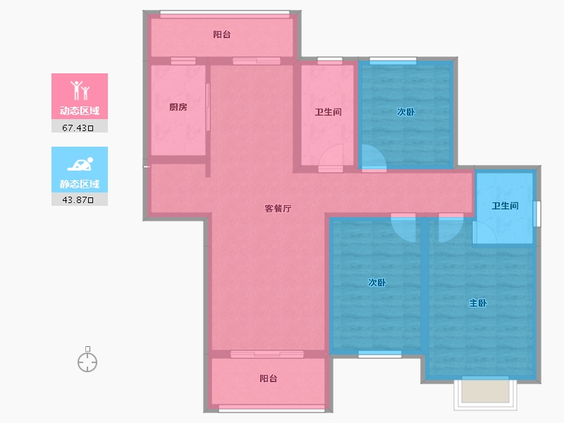 安徽省-蚌埠市-通成紫都顺苑-98.58-户型库-动静分区