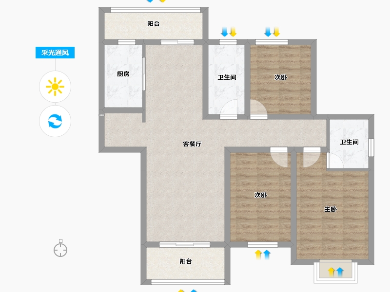 安徽省-蚌埠市-通成紫都顺苑-98.58-户型库-采光通风