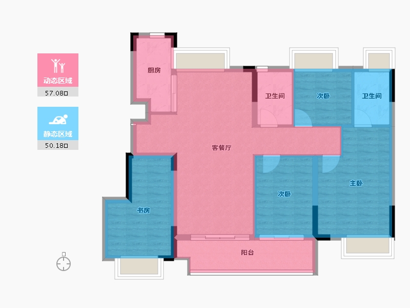 江西省-九江市-江旅城·海湖悦府-96.47-户型库-动静分区