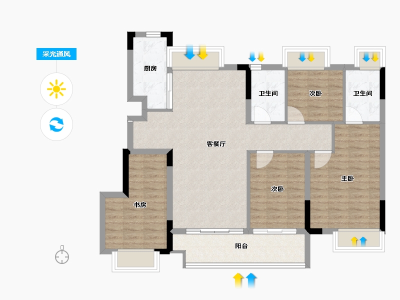 江西省-九江市-江旅城·海湖悦府-96.47-户型库-采光通风