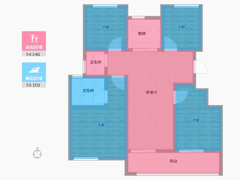 江苏省-连云港市-同天国宾府-100.80-户型库-动静分区