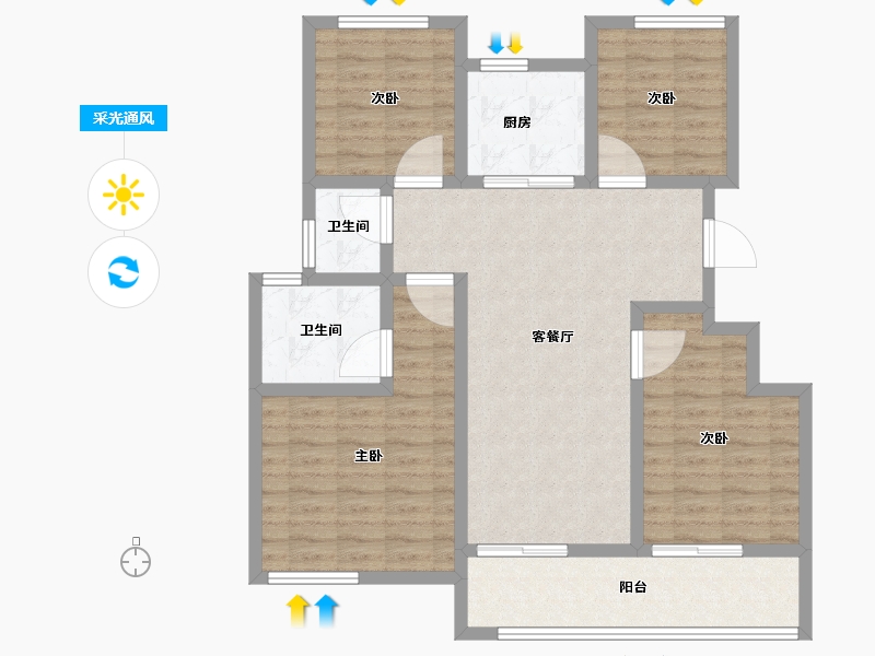 江苏省-连云港市-同天国宾府-100.80-户型库-采光通风