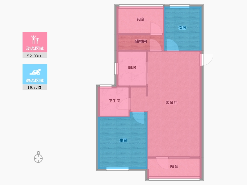 山东省-青岛市-世茂·云锦-64.52-户型库-动静分区