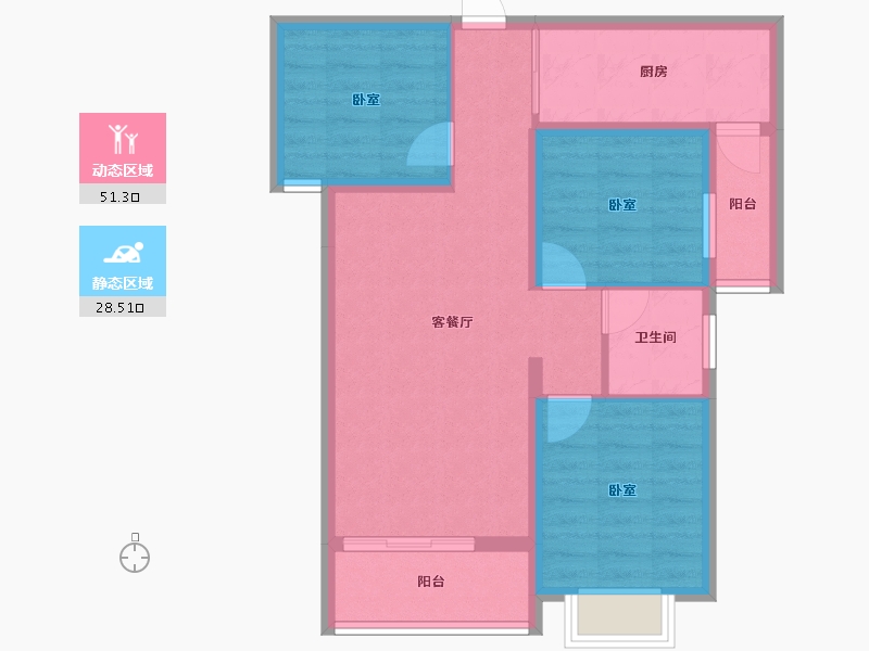 陕西省-安康市-城建锦绣星城-70.62-户型库-动静分区