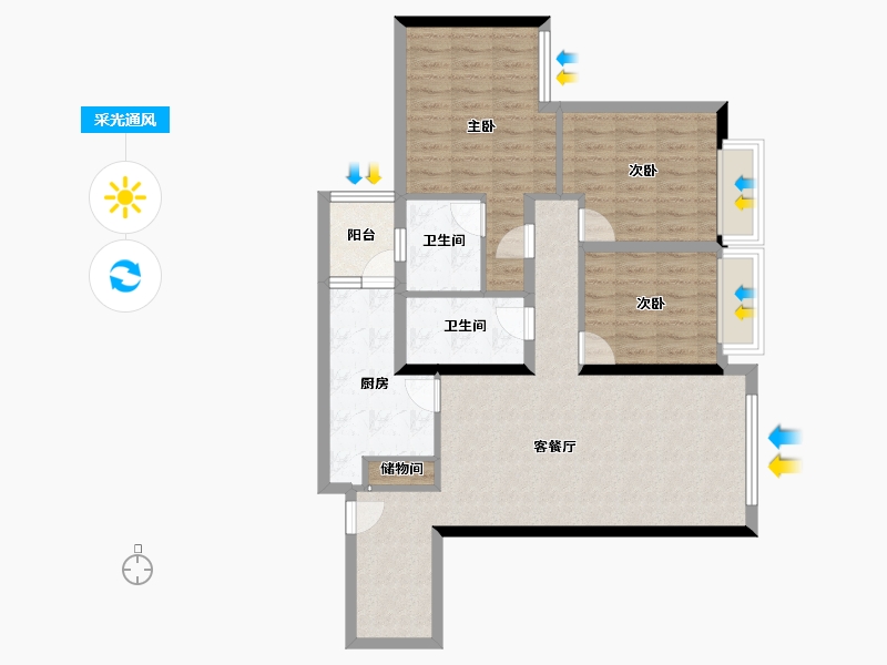 四川省-成都市-华府金沙名城-92.74-户型库-采光通风