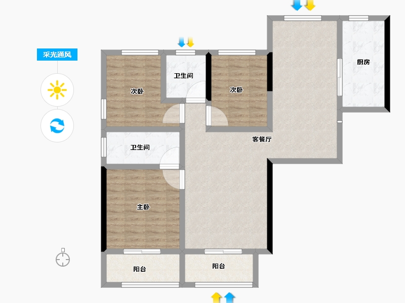 江苏省-连云港市-万润星河国际-102.41-户型库-采光通风