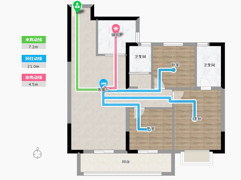 安徽省-蚌埠市-碧桂园·云樾风华-95.20-户型库-动静线