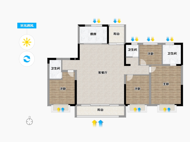 山西省-大同市-阳泉碧桂园-144.85-户型库-采光通风