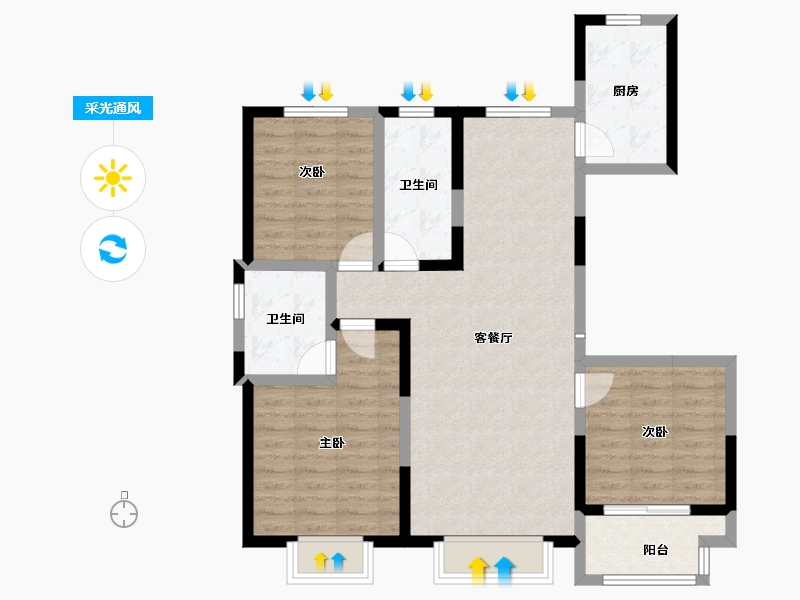 河北省-保定市-王府壹号-87.58-户型库-采光通风