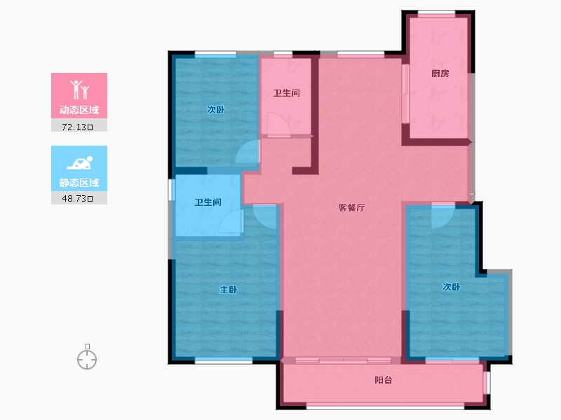 宁夏回族自治区-银川市-宁夏中房·西悦府-108.80-户型库-动静分区