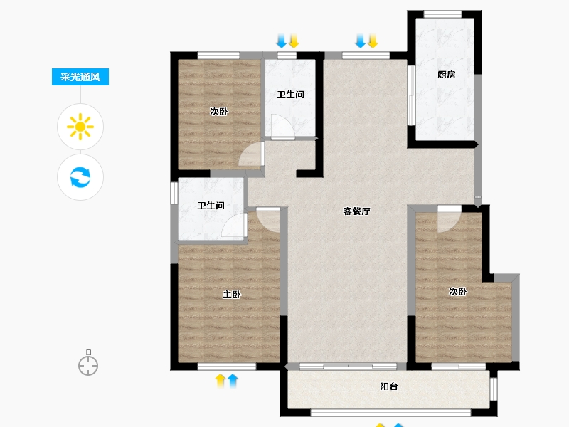 宁夏回族自治区-银川市-宁夏中房·西悦府-108.80-户型库-采光通风