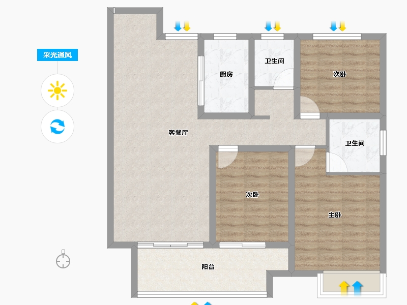 河南省-商丘市-建业世和府-95.26-户型库-采光通风