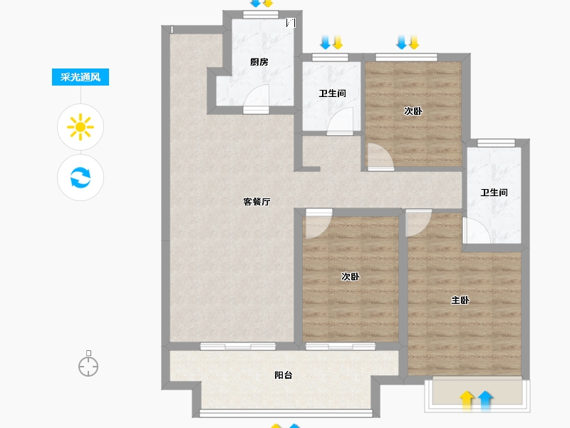 河南省-商丘市-建业世和府-95.32-户型库-采光通风