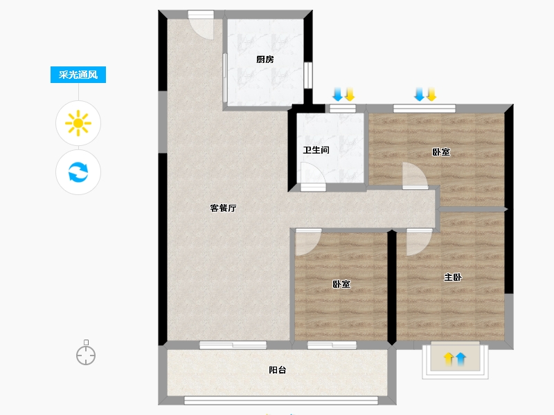 安徽省-蚌埠市-碧桂园·湖山樾-80.00-户型库-采光通风