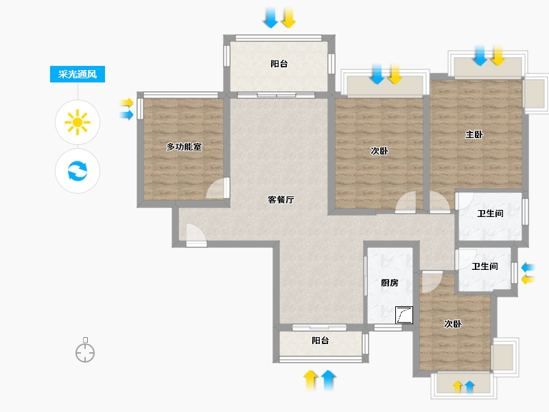 广东省-东莞市-光大景湖名郡-16号楼-109.64-户型库-采光通风