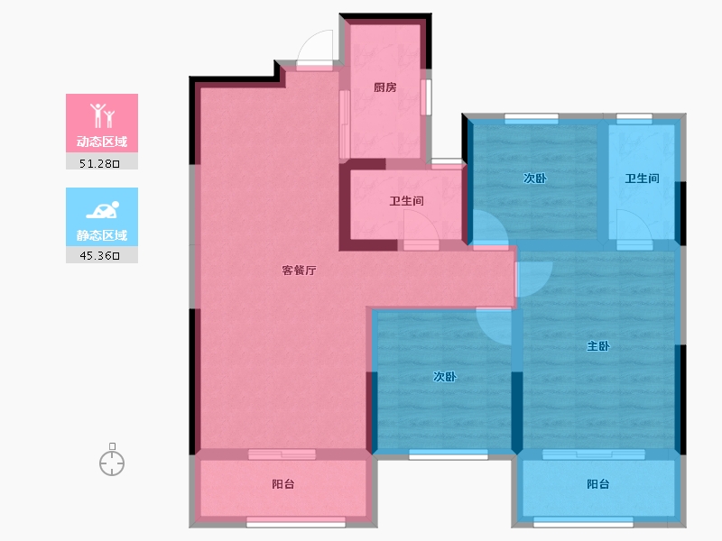 湖南省-长沙市-鑫湘雅韵-85.37-户型库-动静分区