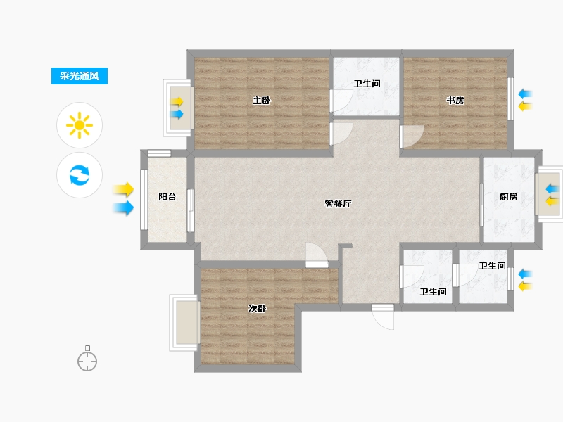 河北省-石家庄市-祥泽嘉苑-119.05-户型库-采光通风