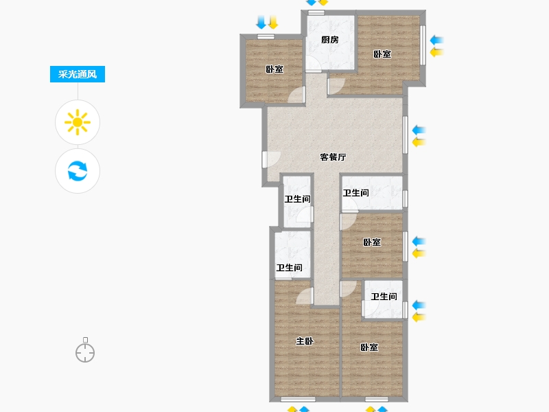 天津-天津市-花样年花郡-107.00-户型库-采光通风