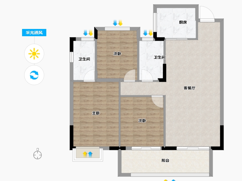 湖北省-宜昌市-广华春风壹品-103.40-户型库-采光通风